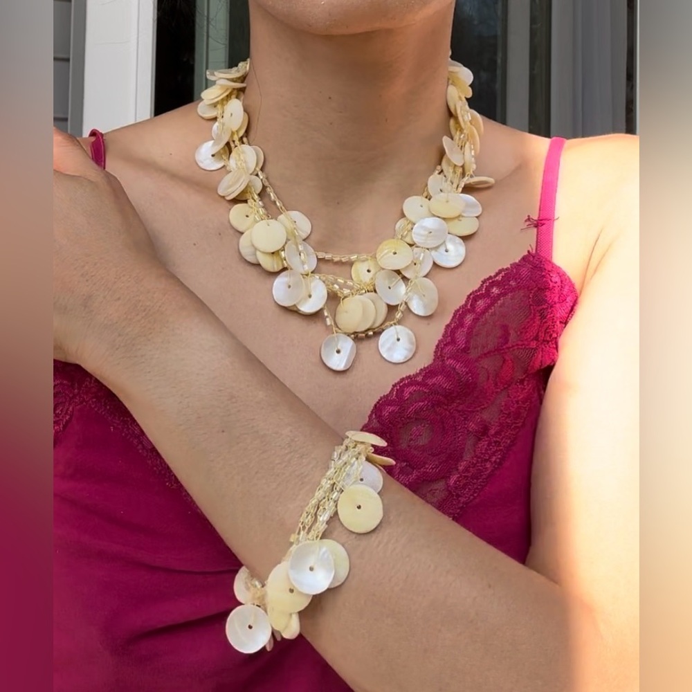 Combo Yellow MOP Necklace with Matching Bracelet.